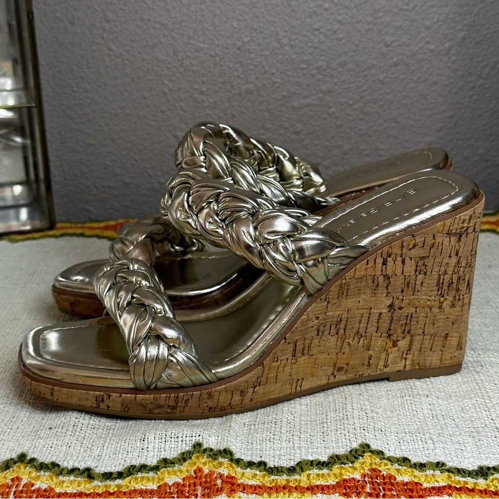 BCBGeneration Ulana Cork Wedge Mule Sandals sz 7.5